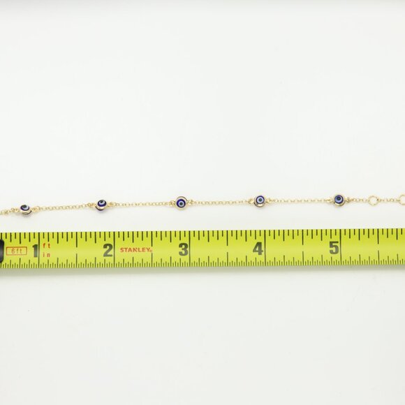 Evil Eye Bracelet for kids 14k Yellow Gold Adjustable Length Real Gold - Picture 7 of 7